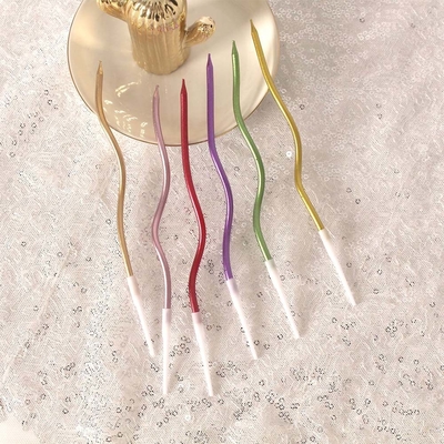 Altın iplik eğri mumlar Gümüş doğum günü pastası mumlar Doğum günü parti dekorasyonları