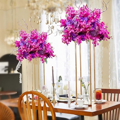 Metal Altın Düğün Çiçeği Stand Vase Centerpieces için Ev Centerpiece Sütun Geometrik Yüksek Stil