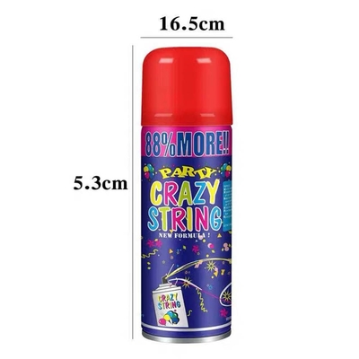 Atış menzili 5-8m Ekonomik Renkli Streamer ve Festival dekorasyonları için Silly Crazy String Spray