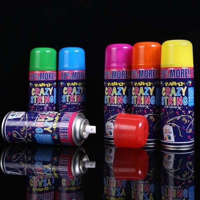 Atış menzili 5-8m Ekonomik Renkli Streamer ve Festival dekorasyonları için Silly Crazy String Spray